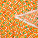 Viscose imprimée vintage fond orange