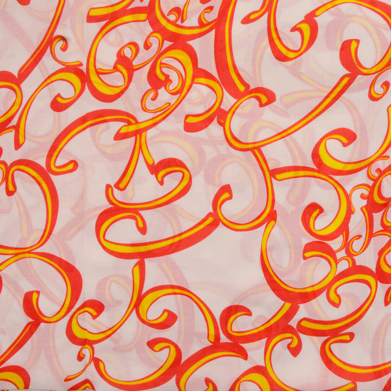 Voile de coton imprimé arabesque fond blanc cassé