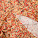 Viscose imprimée rétro rouge et jaune