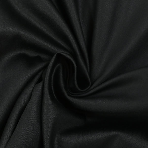 Popeline de coton satinée noir corbeau