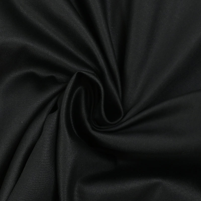 Popeline de coton satinée noir corbeau