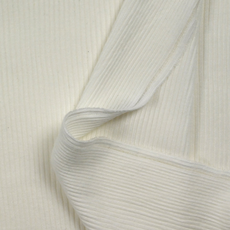 Jersey viscose côtelé blanc cassé