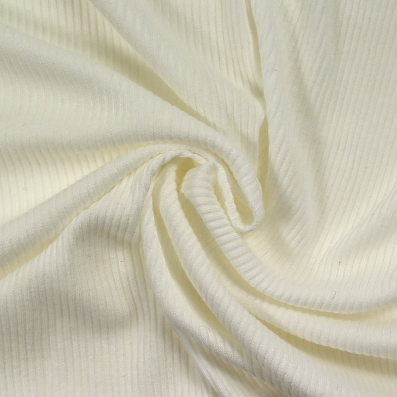 Jersey viscose côtelé blanc cassé