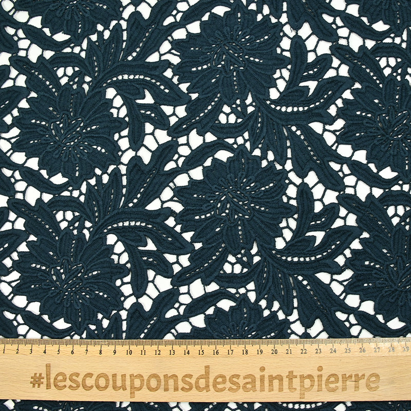 Guipure de coton Daphné bleu pétrole