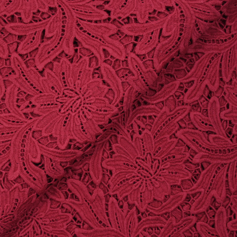 Guipure de coton Daphné rouge fraise