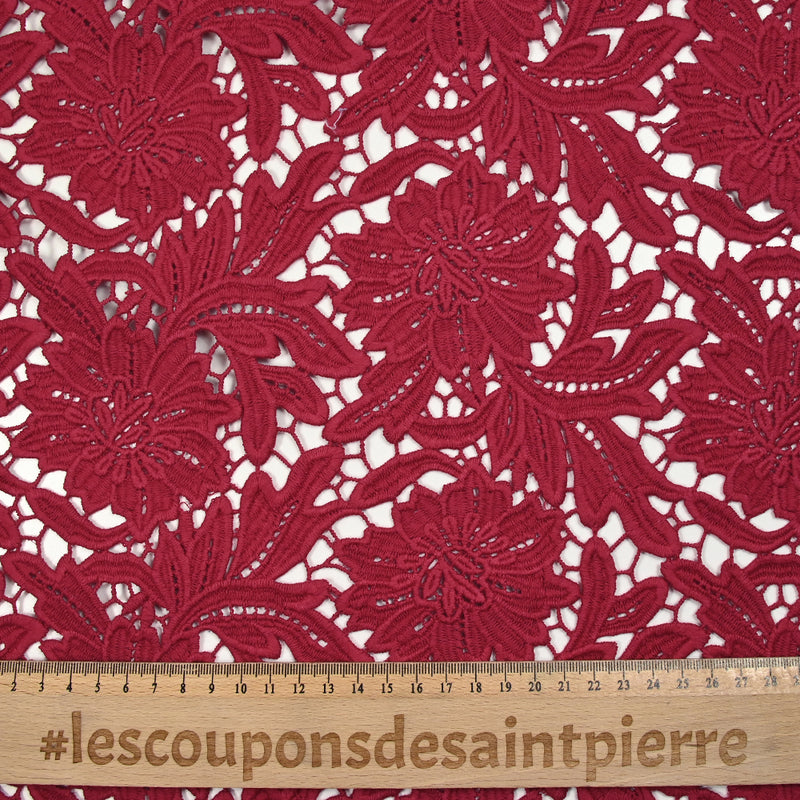 Guipure de coton Daphné rouge fraise