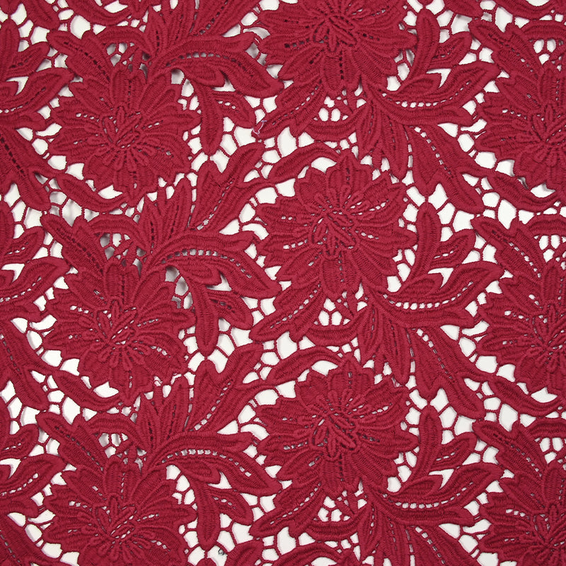 Guipure de coton Daphné rouge fraise