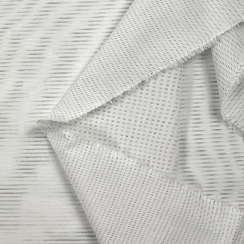 Coton chemise tissé-teint rayé gris fond blanc