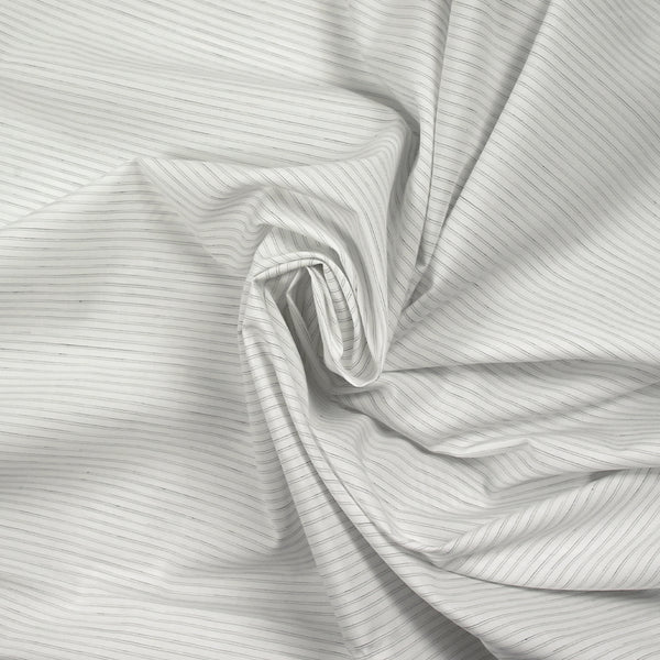 Coton chemise tissé-teint rayé gris fond blanc