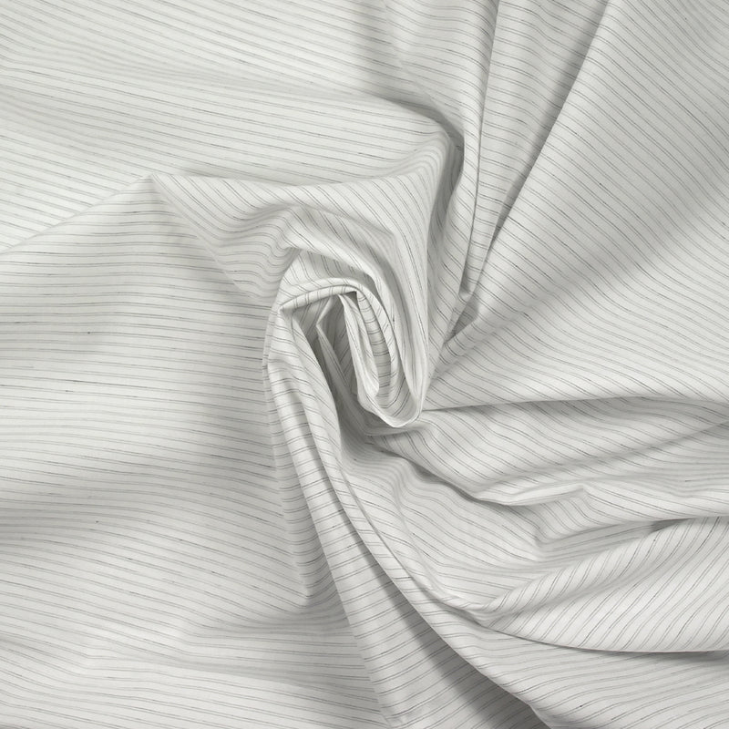 Coton chemise tissé-teint rayé gris fond blanc