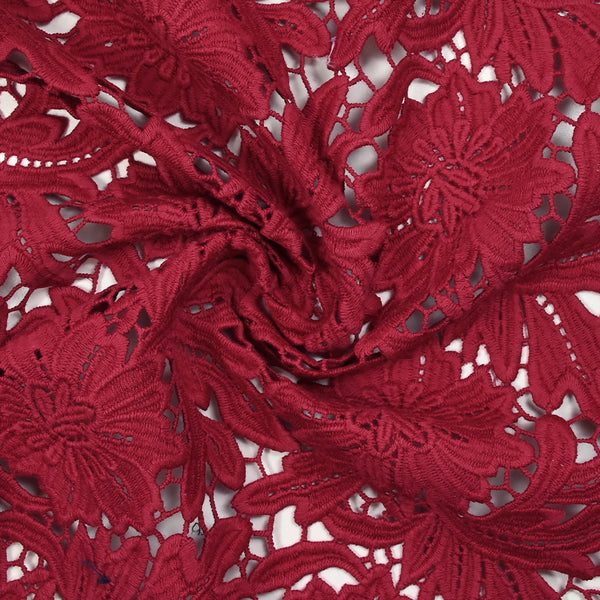 Guipure de coton Daphné rouge fraise