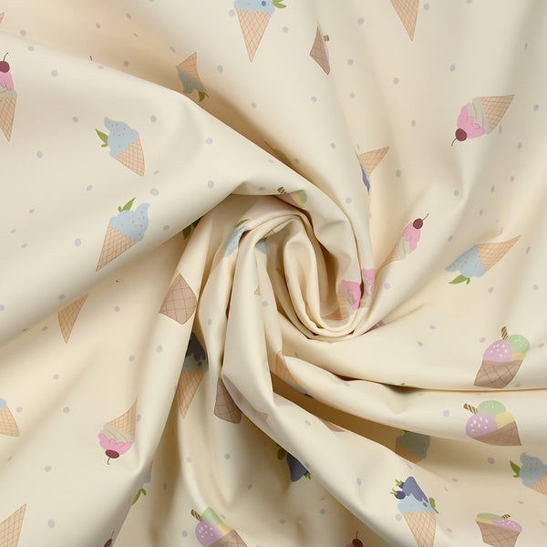 Speed ​​waterproof fabric printed Ice Cream Ecru background