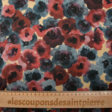 Satin de soie imprimé nuage de fleurs fond doré