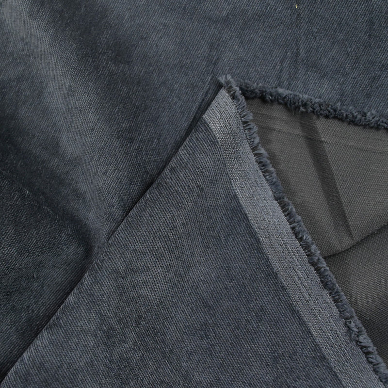 Velours polyester fines côtes gris acier
