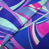 Raso de seda estampado danza evasiva magenta, azul y violeta