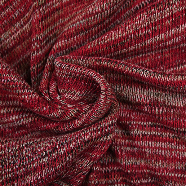 Maille tricot polycoton rayé rouge