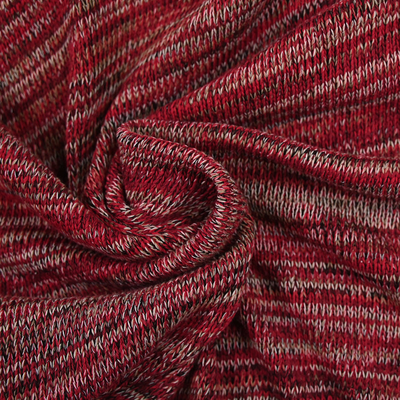 Maille tricot polycoton rayé rouge
