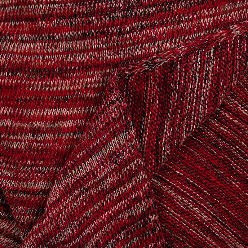 Maille tricot polycoton rayé rouge