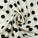 Twill de viscose imprimé à pois fond blanc cassé