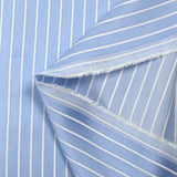 Satin de polyviscose tissé-teint rayé fond bleu ciel