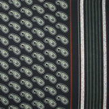 Crêpe satin polyester imprimé oiseau cachemire fond noir