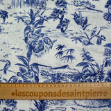 100% Lin Print Live Natural Marine White Fondo blanco