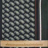 Crêpe satin polyester imprimé oiseau cachemire fond noir
