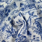 100% Lin Print Live Natural Marine White Fondo blanco