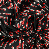 Satin polyester imprimé électrique fond noir