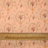 Satin polyester imprimé abstrait fond saumon