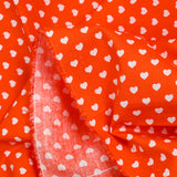 Coton imprimé coeur 5mm orange