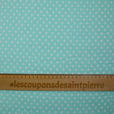 Coton imprimé coeur 5mm aigue-marine