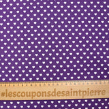 Coton imprimé coeur 5mm violet
