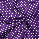 Coton imprimé coeur 5mm violet