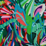 Coton imprimé Zélia turquoise, vert et corail