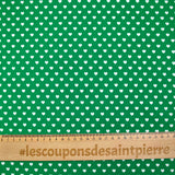 Coton imprimé coeur 5mm vert