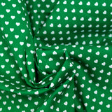 Coton imprimé coeur 5mm vert