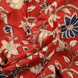 Coton indien imprimé Kanpur bleu fond rouge tomette