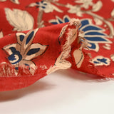 Coton indien imprimé Kanpur bleu fond rouge tomette