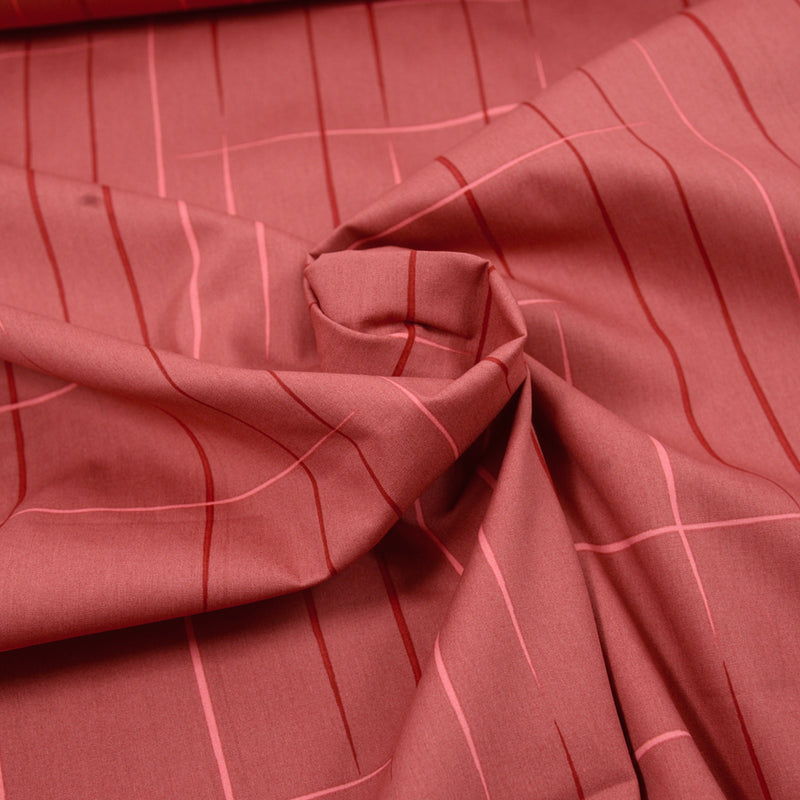 Tissu Fibre Mood - Coton imprimé graphique fond rose au mètre