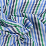Coton rayé 6 mm tricolore bleu, vert et blanc