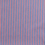 Coton rayé 10 mm bleu et double rayures rouges