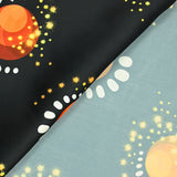 Satin polyester imprimé galaxie fond noir