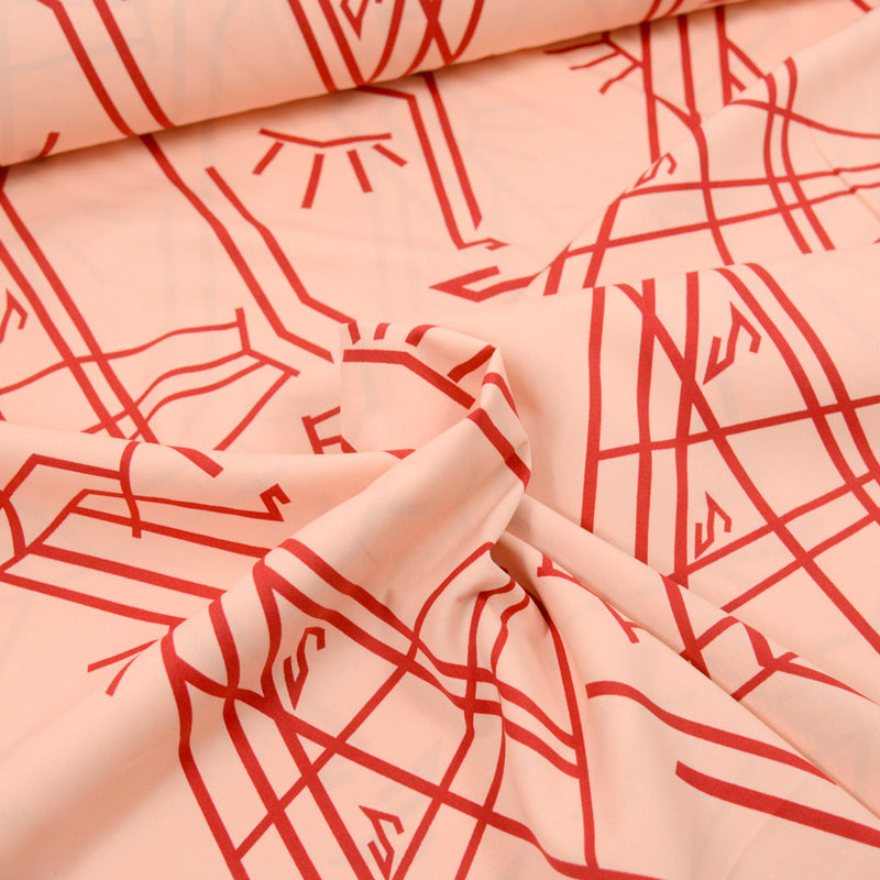 Tissu Fibre Mood - Coton imprimé Kira fond blush au mètre
