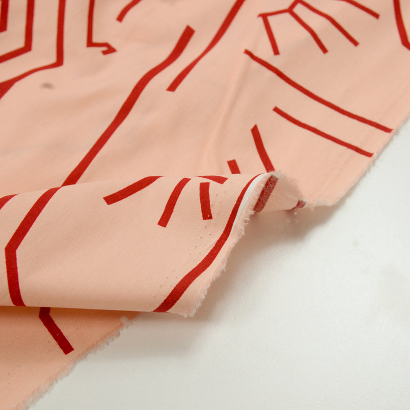 Tissu Fibre Mood - Coton imprimé Kira fond blush au mètre