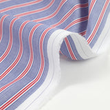 Striped cotton 10 mm blue and double red stripes