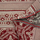Jacquard de polycoton frise aztèque rouge et écru