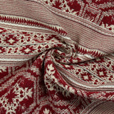 Jacquard de polycoton frise aztèque rouge et écru