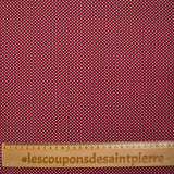 Coton imprimé fantaisie pétales bordeaux fond blanc