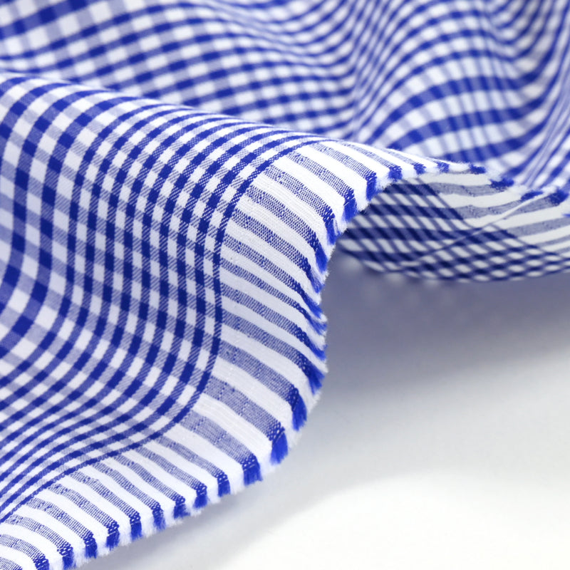 Blue and white checkered cotton